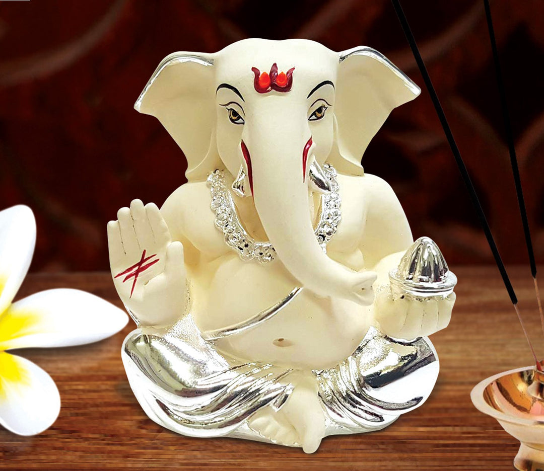 Captivating Silver-Plated Ganesha Idol