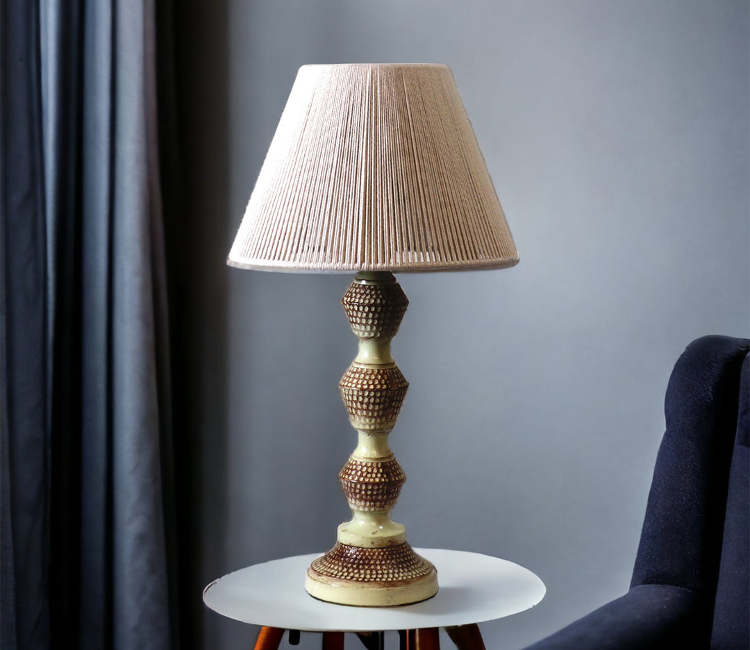 Metal Table Lamp with Carved Design