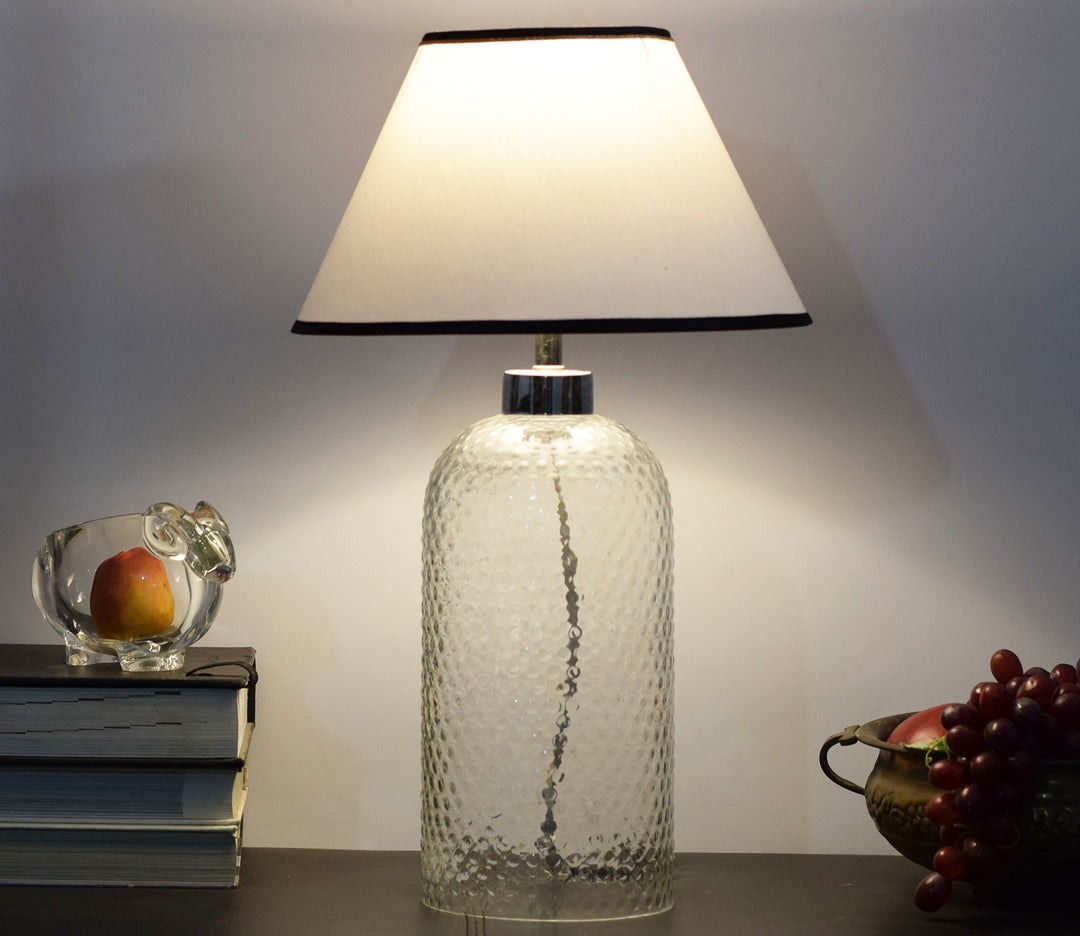 Dotted Glass Table Lamp with White Shade