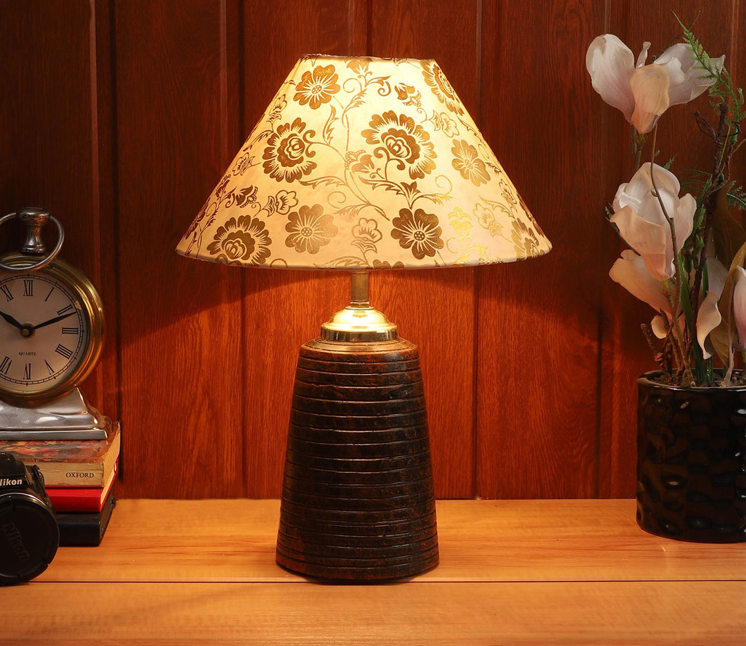 Beige Fabric and Terracotta Table Lamp