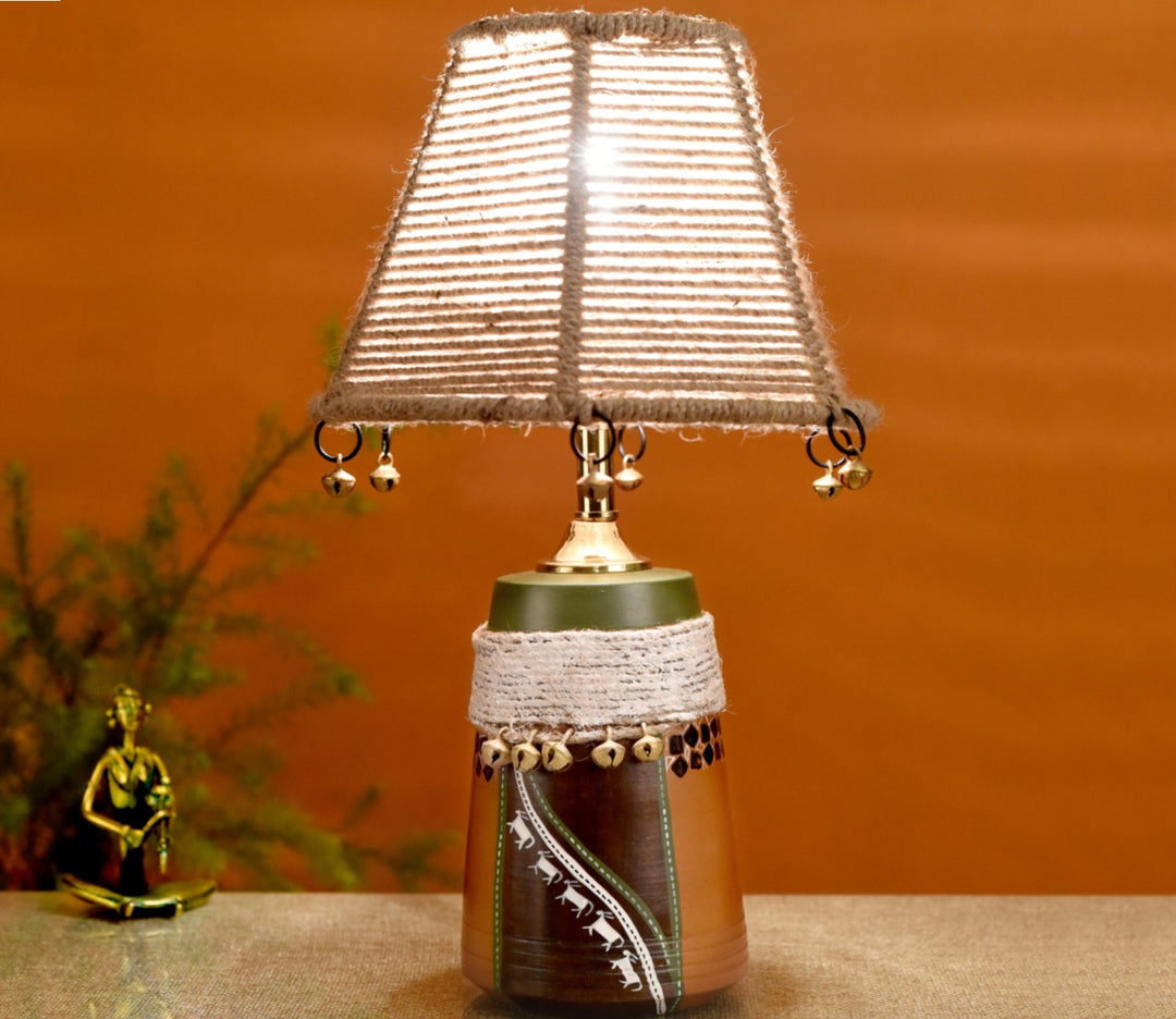 Hand-Knitted Jute Terracotta Table Lamp