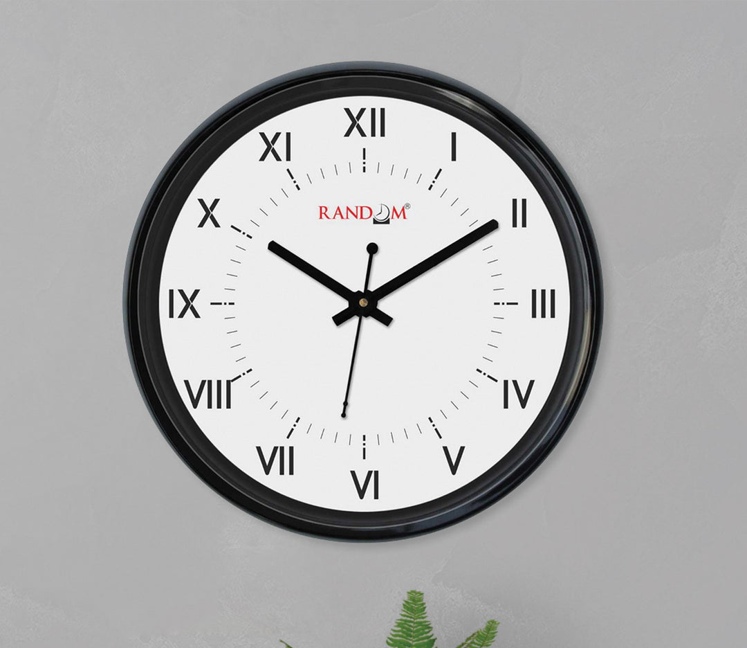 Roman Numeral Black Plastic Wall Clock