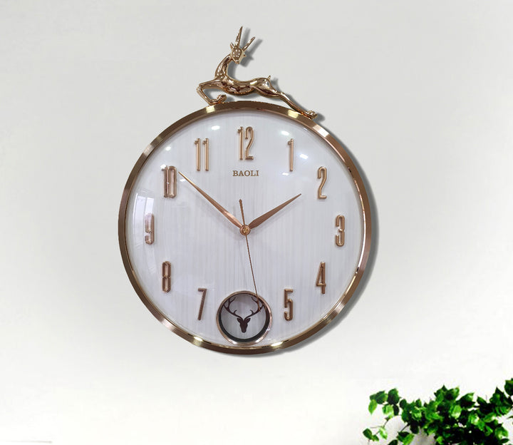 Modern Reindeer Pendulum Wall Clock - White