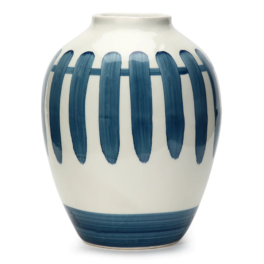Blue and White Ceramic Pot Vase | Artistic Ceramic Pot Vase - Blue & White