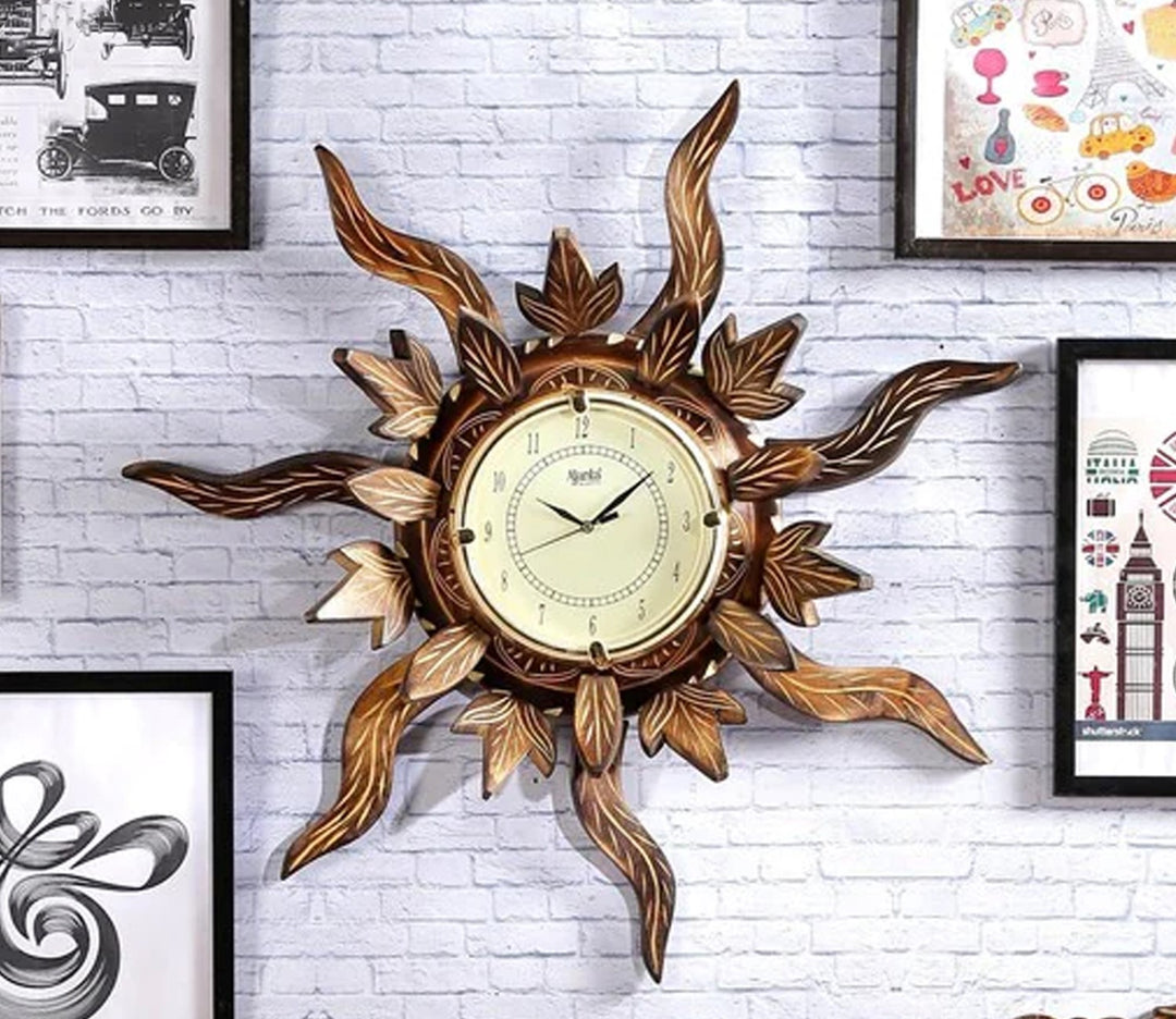 Boho Chic Tall Wooden Wall Clock