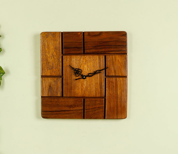 Minimalist Natural Wood Square Wall Clock