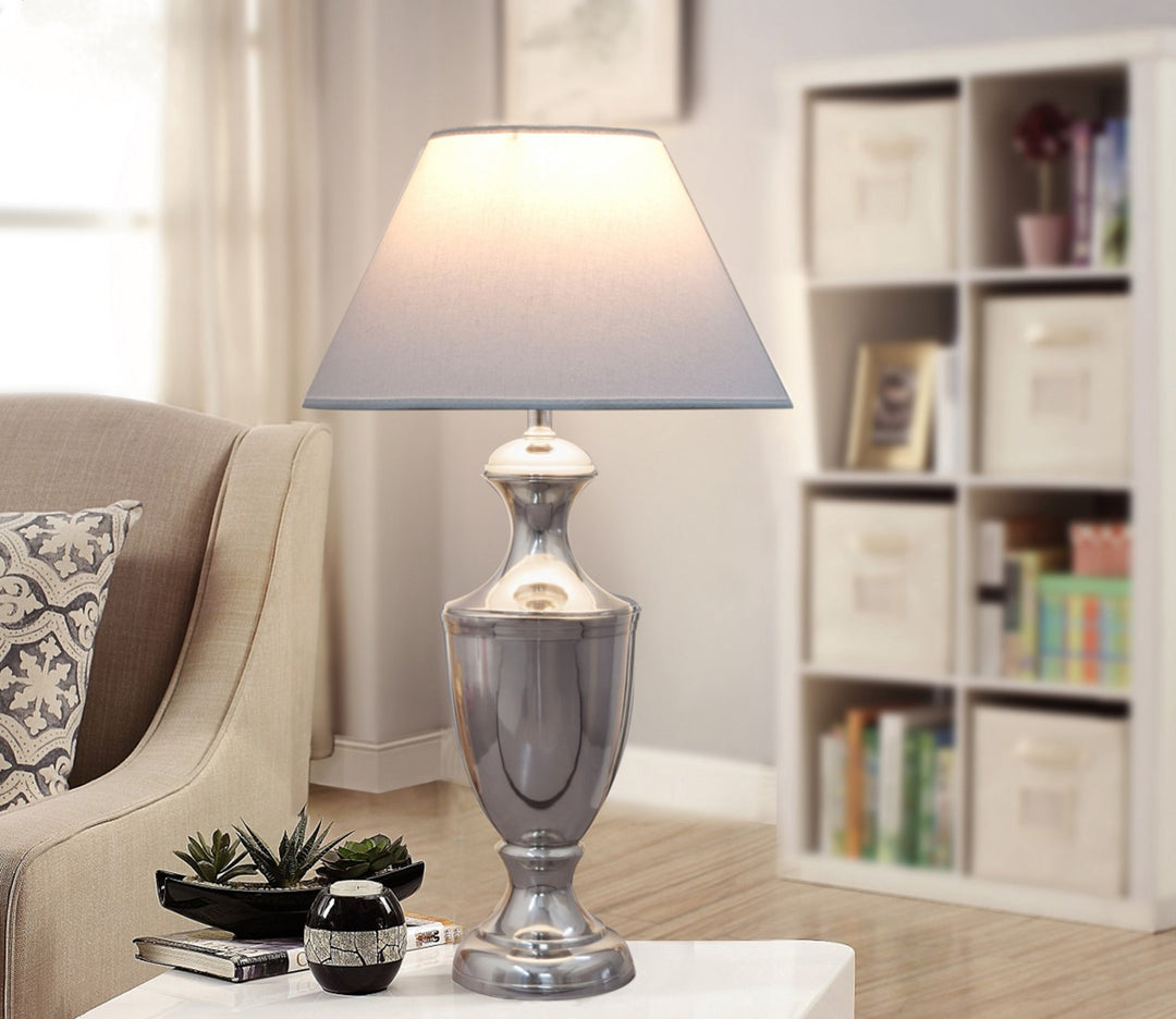 Table Lamp with White Fabric Shade