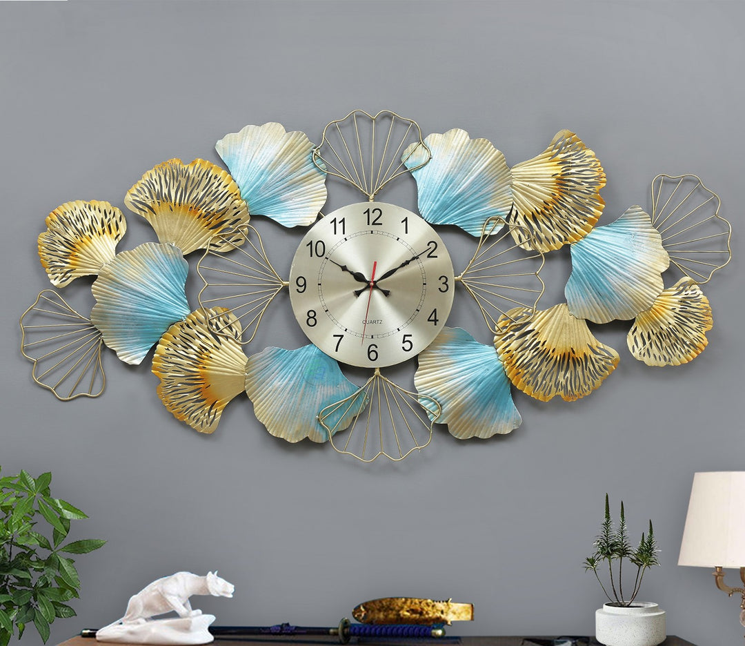 Large Floral Metal Wall Hanging Clock