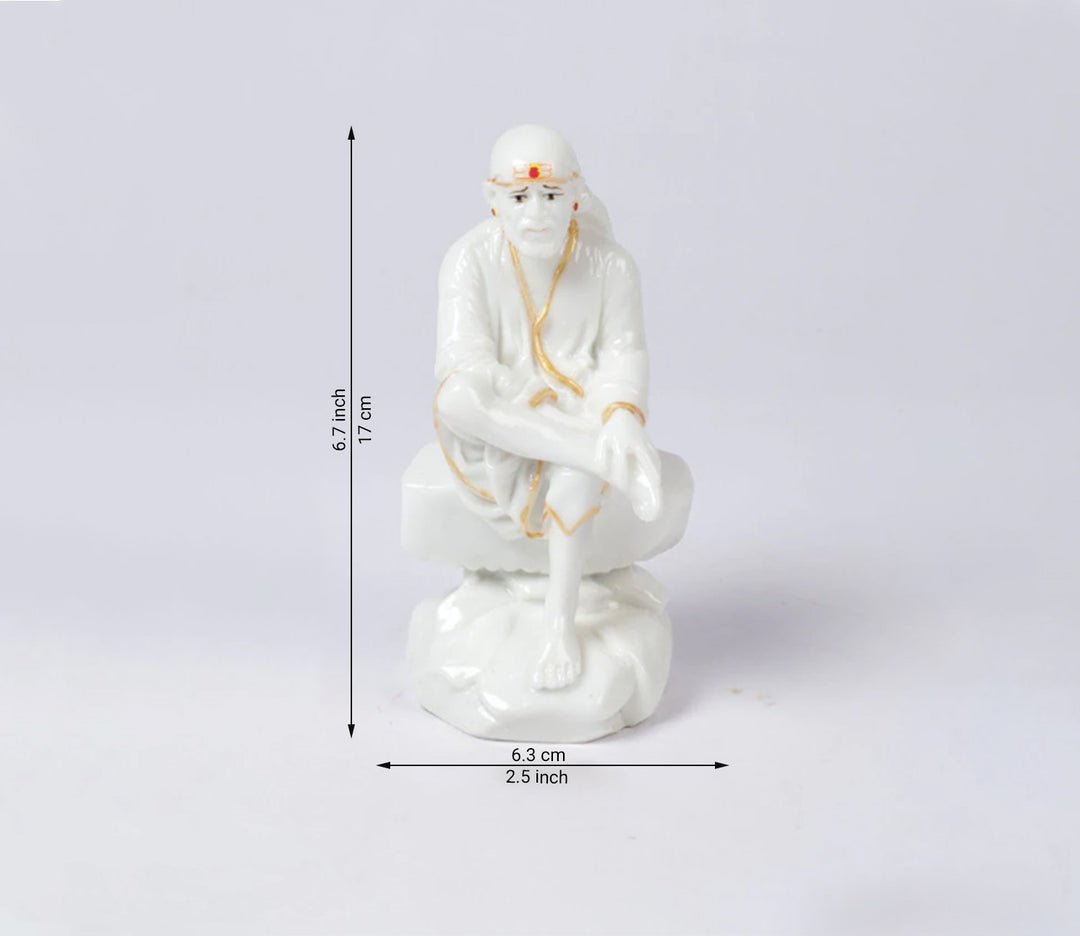 Decorative Hand-Painted Marble Figurine in Seated Position