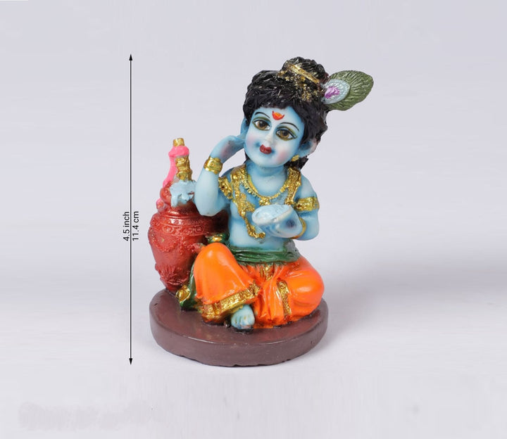 Captivating Multicolor Marble Lord Krishna as Makhan Chor Statue