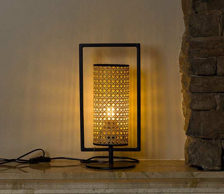 Beige Rattan Sierra Table Lamp
