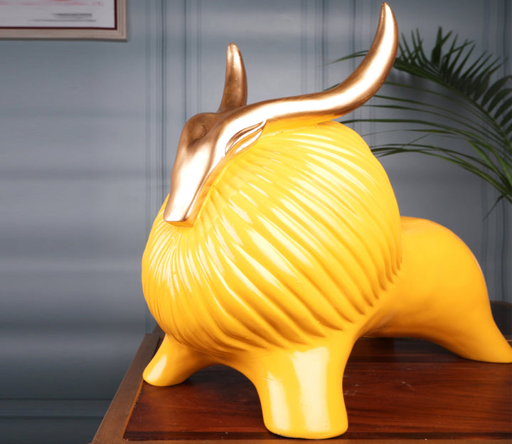 Yellow Bull Art Figurine - Polyresin, Elegant Design | Elegant Polyresin Bull Art Figurine (Yellow)