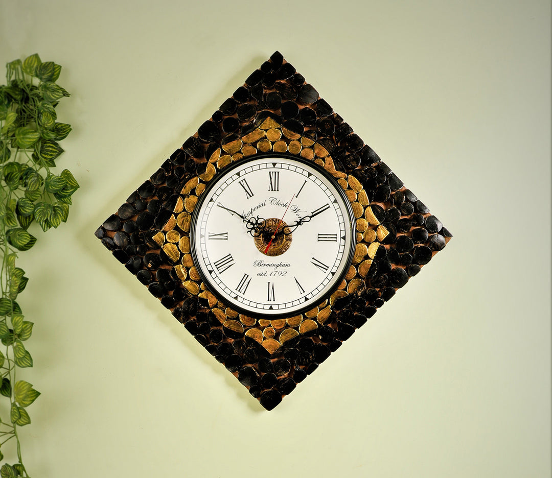 Black Wooden Diamond Wall Clock