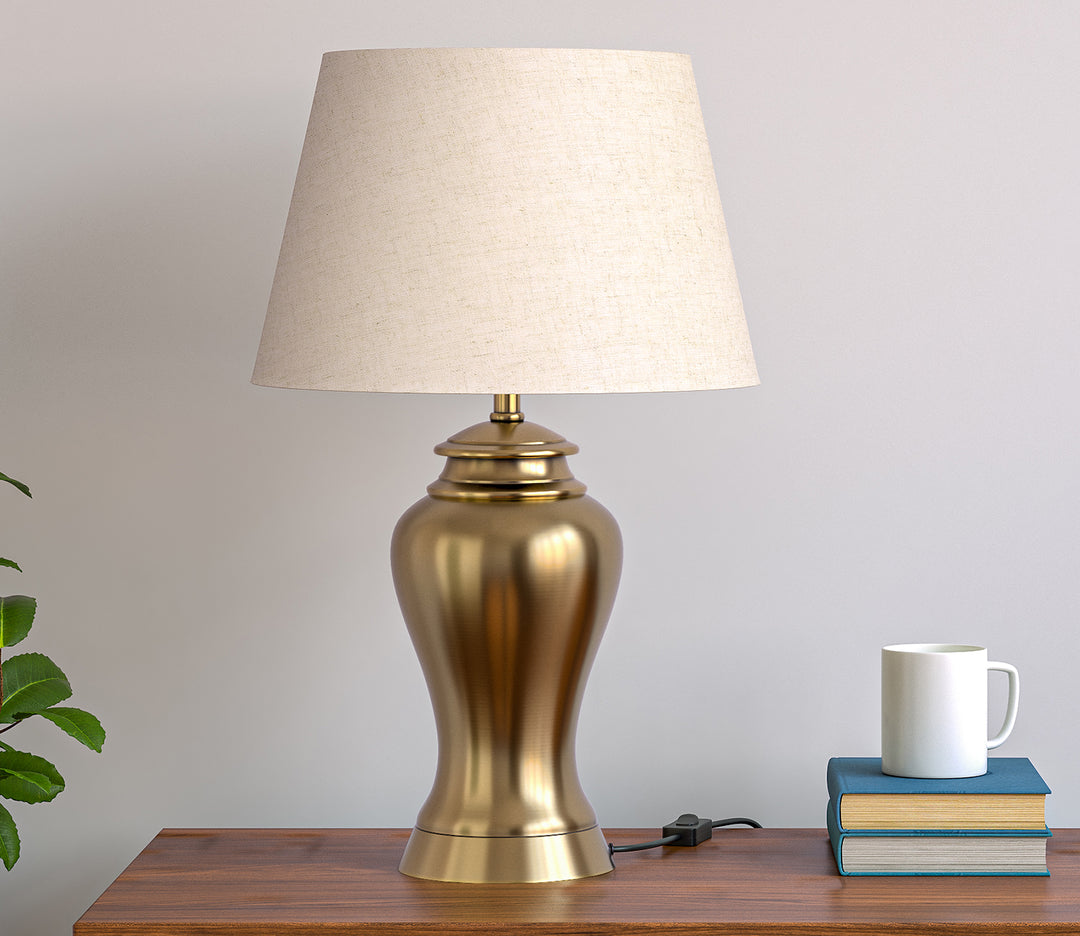 Royal Brass Antique Table Lamp with Off-White Shade