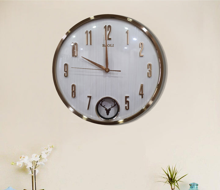 Modern White Reindeer Pendulum Wall Clock