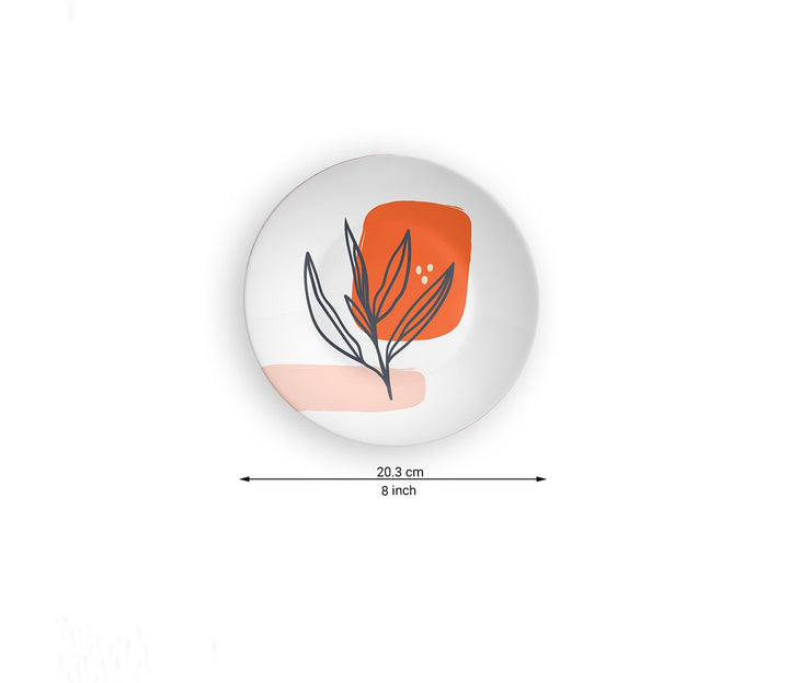 Dark Peach Brush Stroke Leaf Decorative Wall Plate