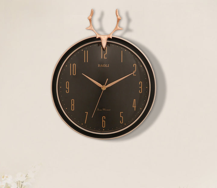 Black Reindeer Wall Clock