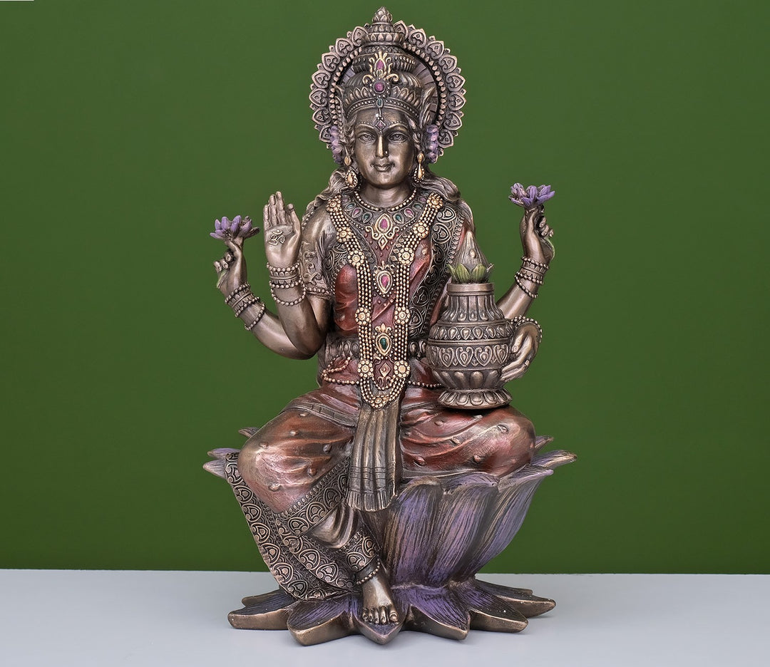 Captivating Bronze Statue of Goddess Lakshmi on Lotus