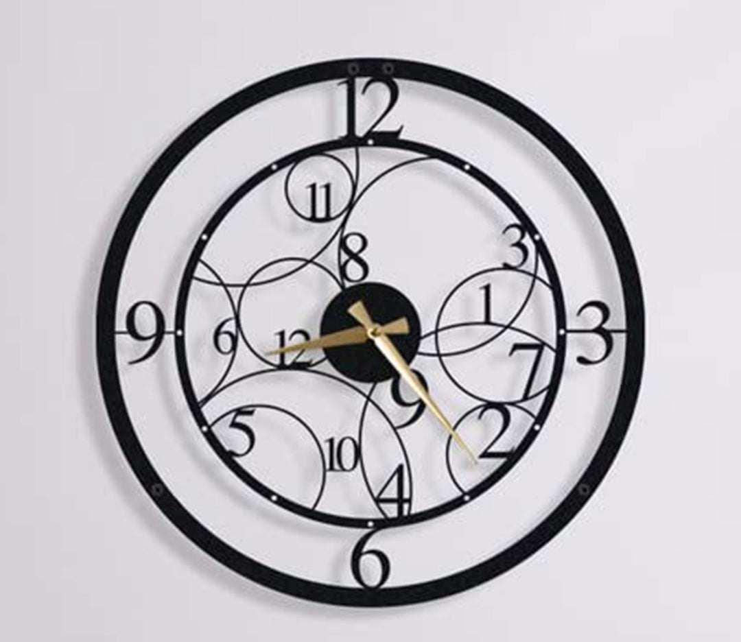 Textured Metal Abstract Wall Clock with Golden Numerical Dials