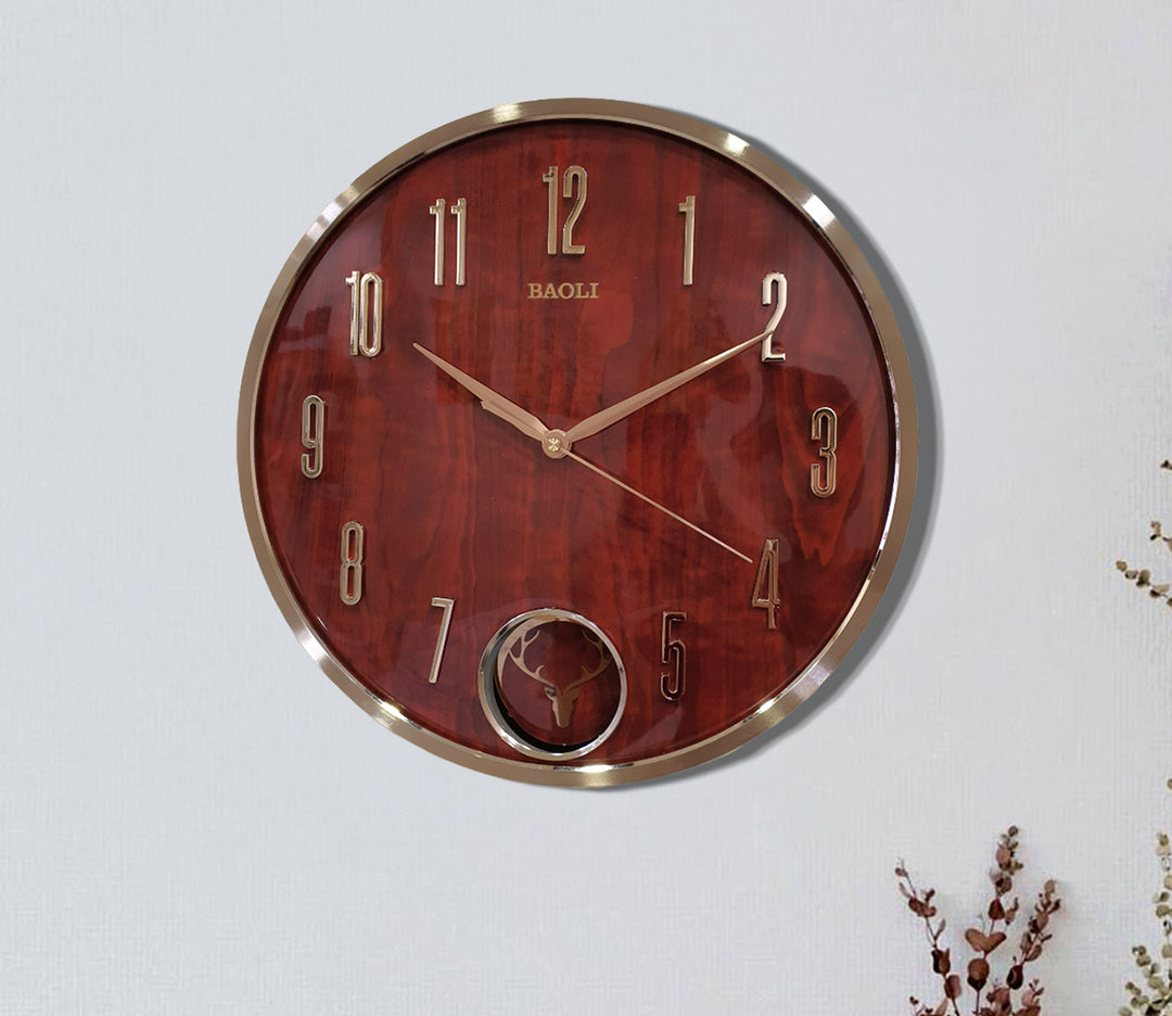 Modern Red Reindeer Pendulum Wall Clock