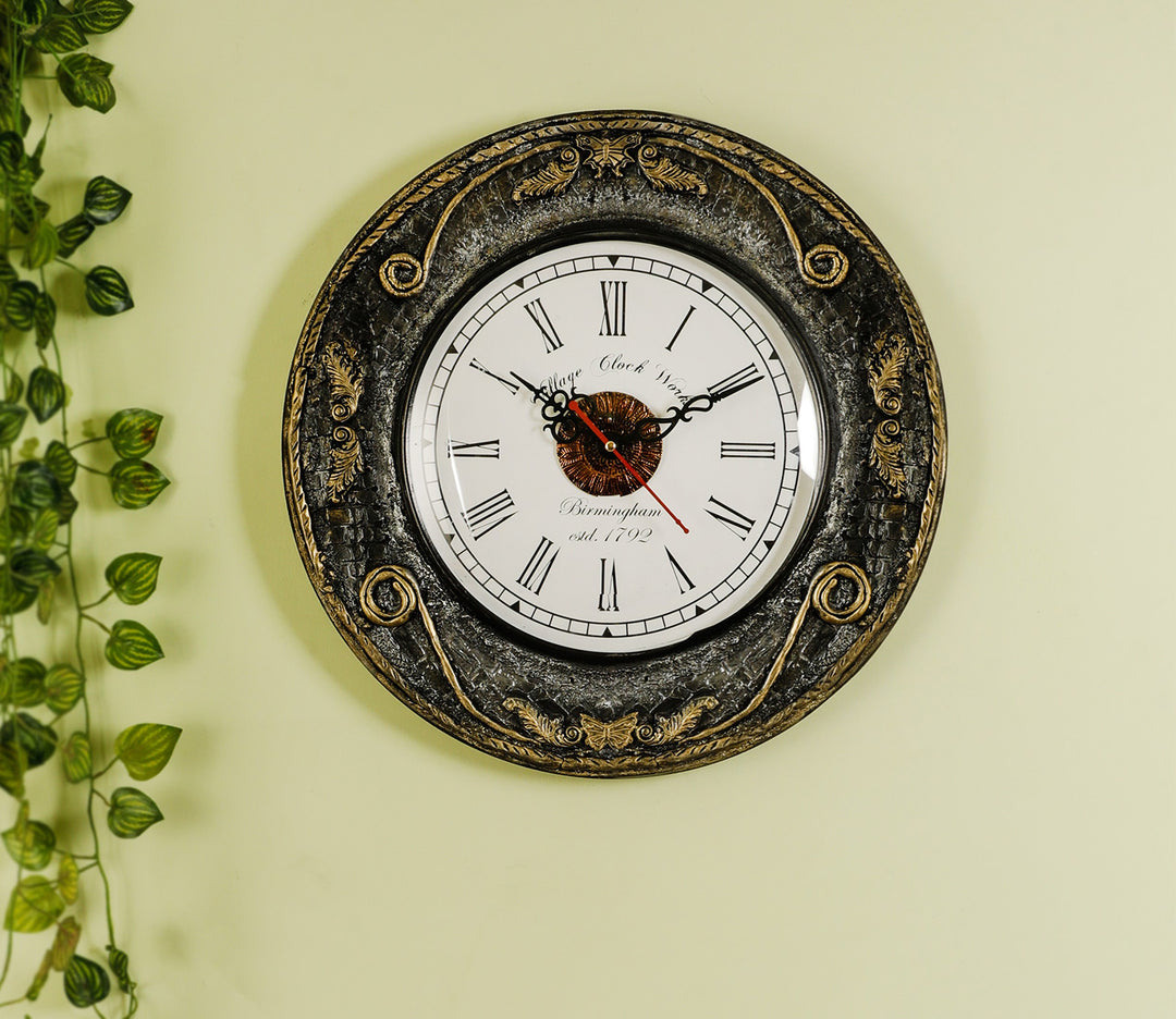 Handmade Metallic Wood Wall Clock