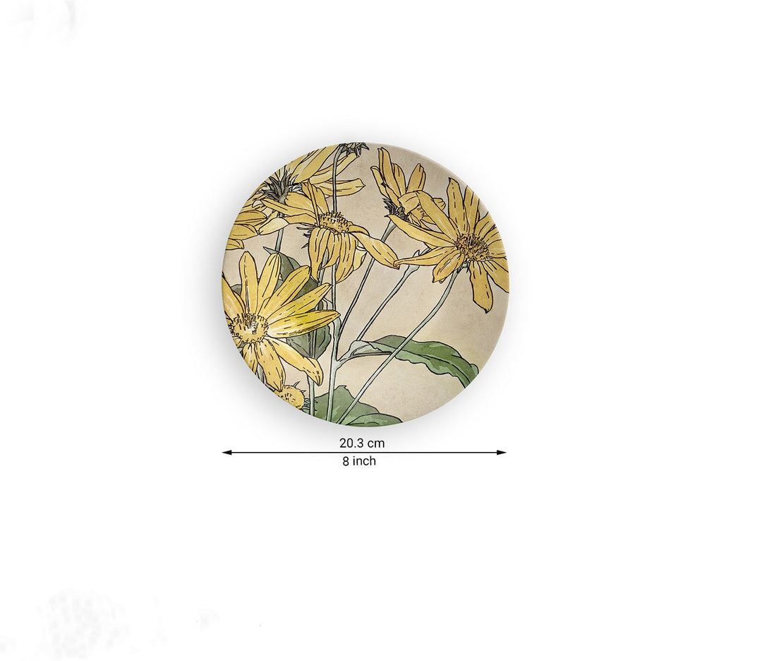 Yellow Sunflower Abstract Ceramic Decorative Wall Plate