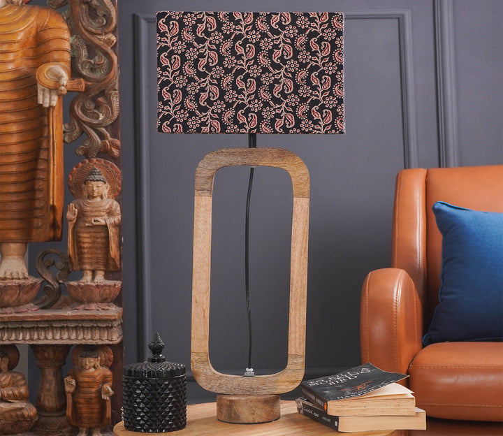 Black Cylindrical Table Lamp with Fabric Shade (43.2 cm H)