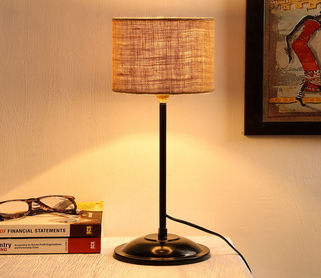 Table Lamp with Beige Fabric Shade