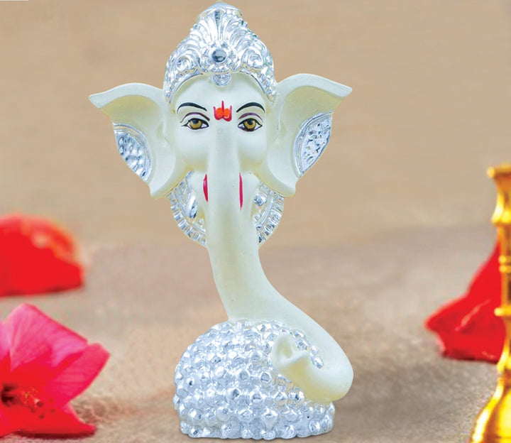 Captivating Antique-Style Silver Plated Ganesha Idol