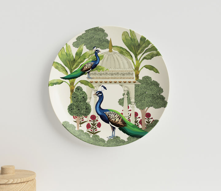 Peacock Motifs Printed Heritage Ceramic Wall Plate