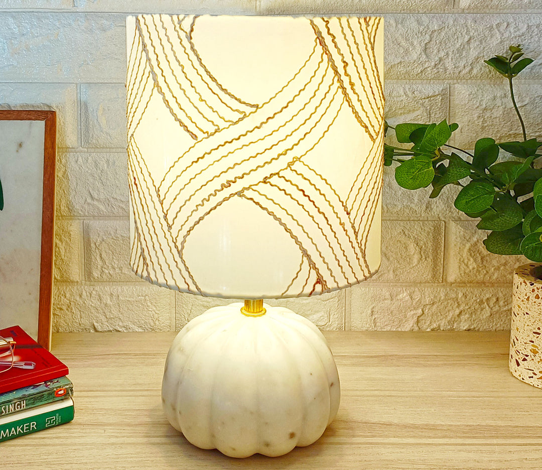 White Shade Marble Table Lamp