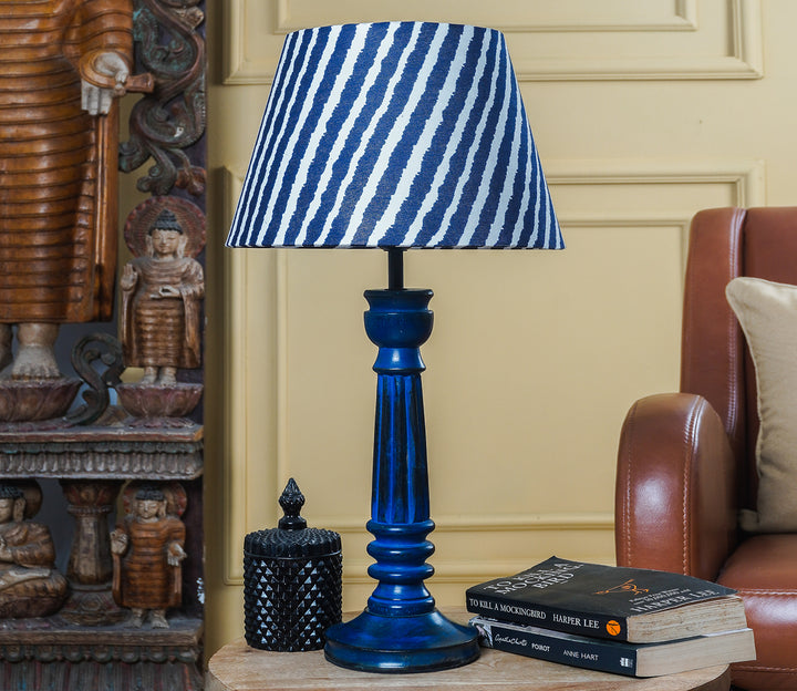 Vintage Blue Striped Table Lamp