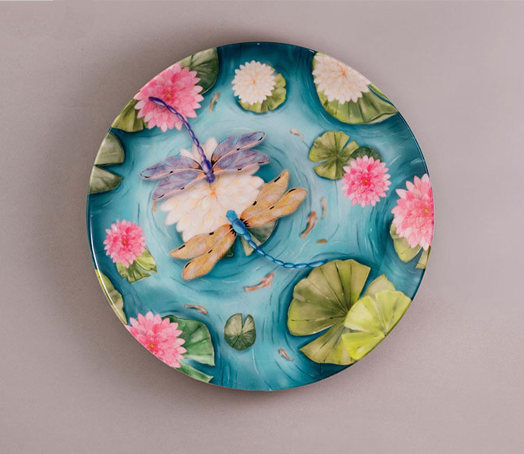 Multicolor Dragonfly Ceramic Decorative Wall Plate