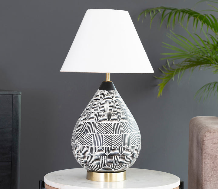 Tear Drop Table Lamp with White Shade