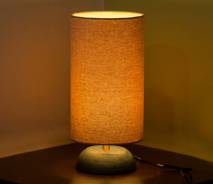 Round Mango Wood Table Lamp