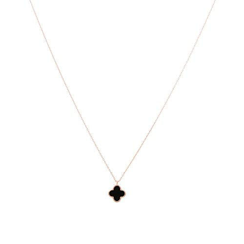 Minimalist Crystal Pendant Necklace | Rose Gold Minimalistic Chain with Crystal White Clover Pendant