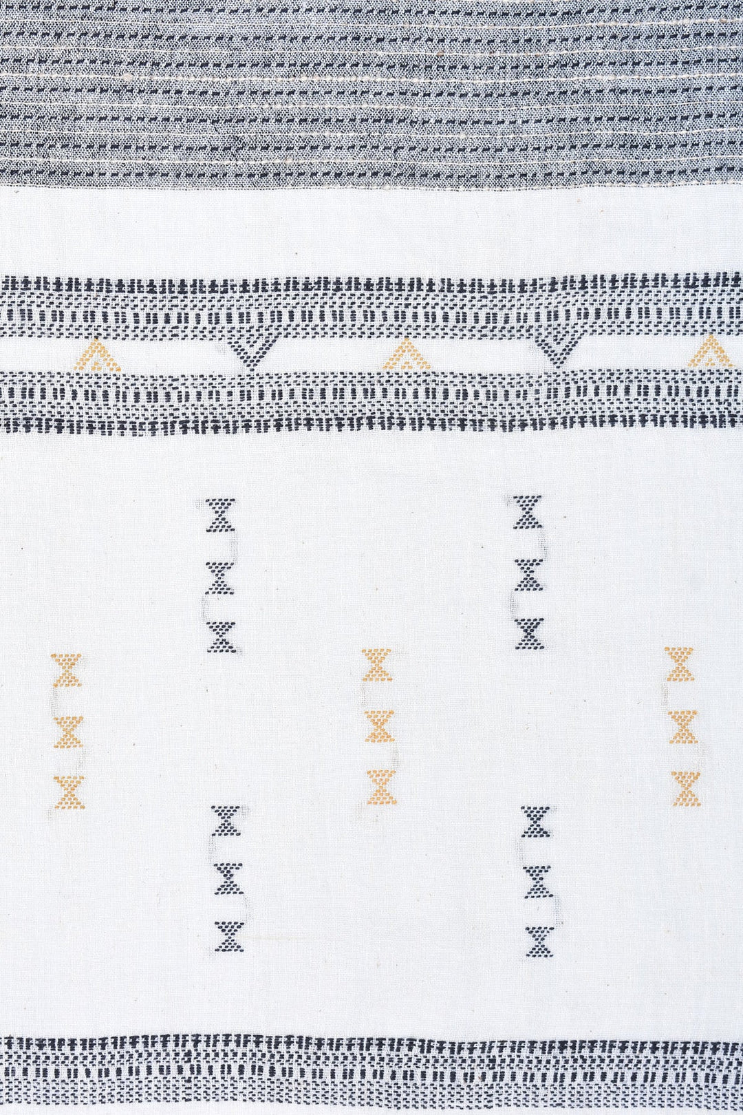 White Cotton Stole with Swirl Design | Blackbrick Hand-woven Kala Cotton Stole - White