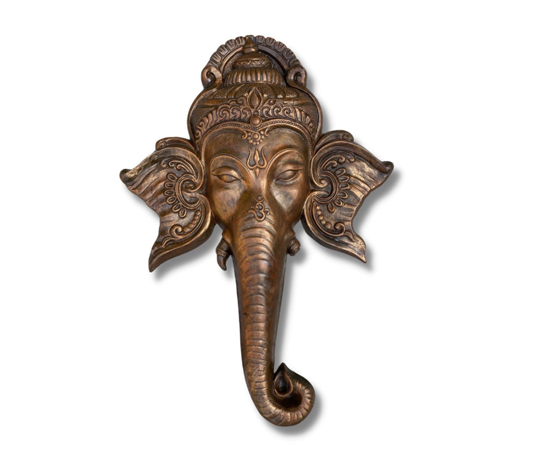 Captivating Ganesha Face 3D Wall Art in Bronze Finish