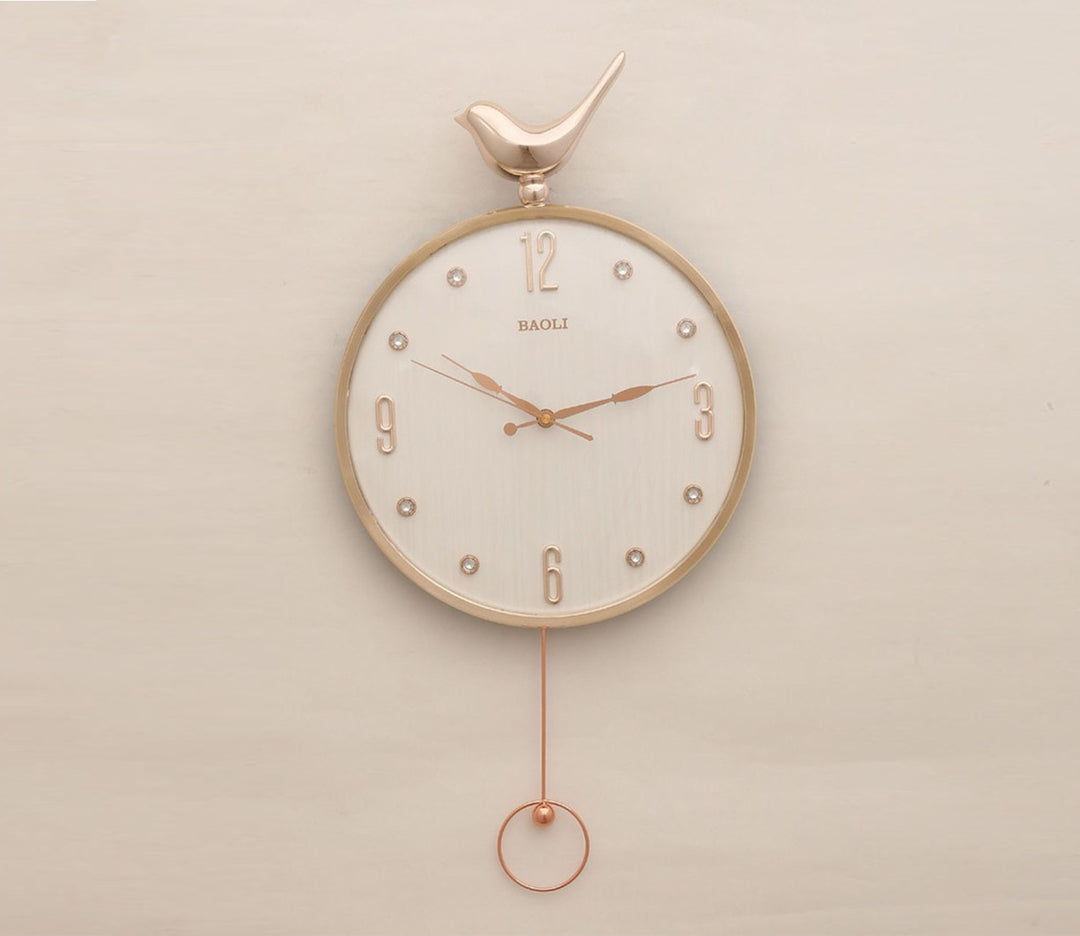 Rose Gold Sparrow Pendulum Wall Clock