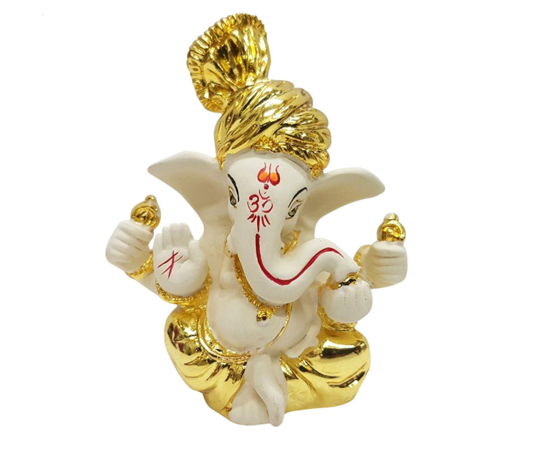Captivating Gold-Plated Ganesha with Pagdi Showpiece