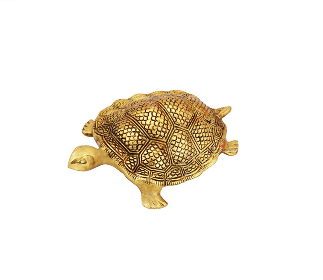 Antique Gold Plated Tortoise Figurine | Tortoise Big Antique Gold Plated in Metal
