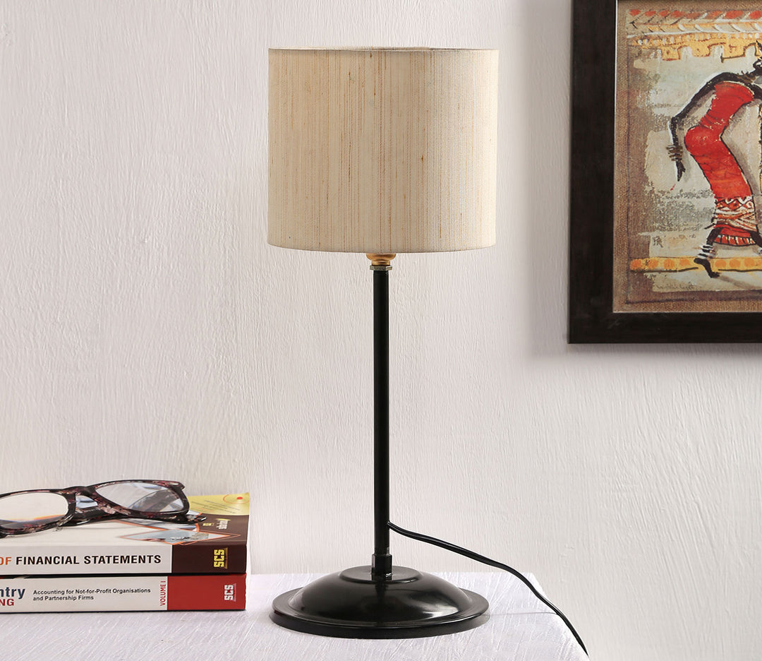 Table Lamp with Off-White Fabric Shade