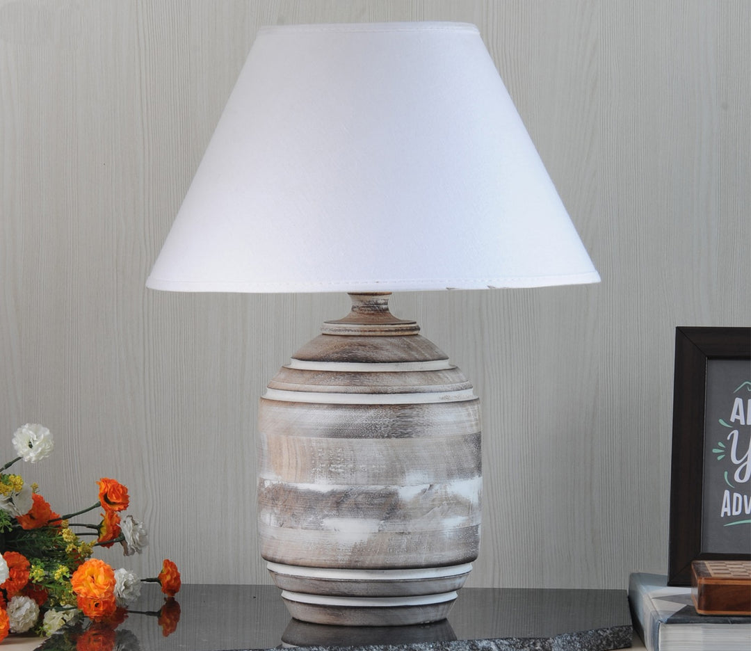 Table Lamp with White Cotton Shade