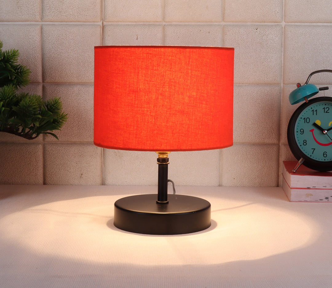 Orange Table Lamp with Cotton Shade (22.9 cm H)