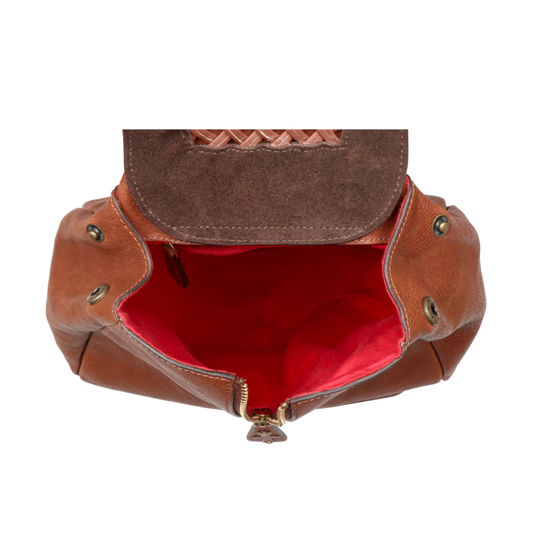 Tan Leather Backpack | Western Charm Embossed Leather Backpack