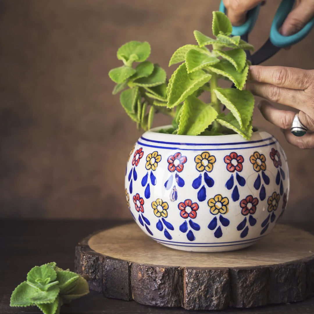 Handmade Ceramic Sunflower Planter with Drainage Hole | Sunflower Planter Pot