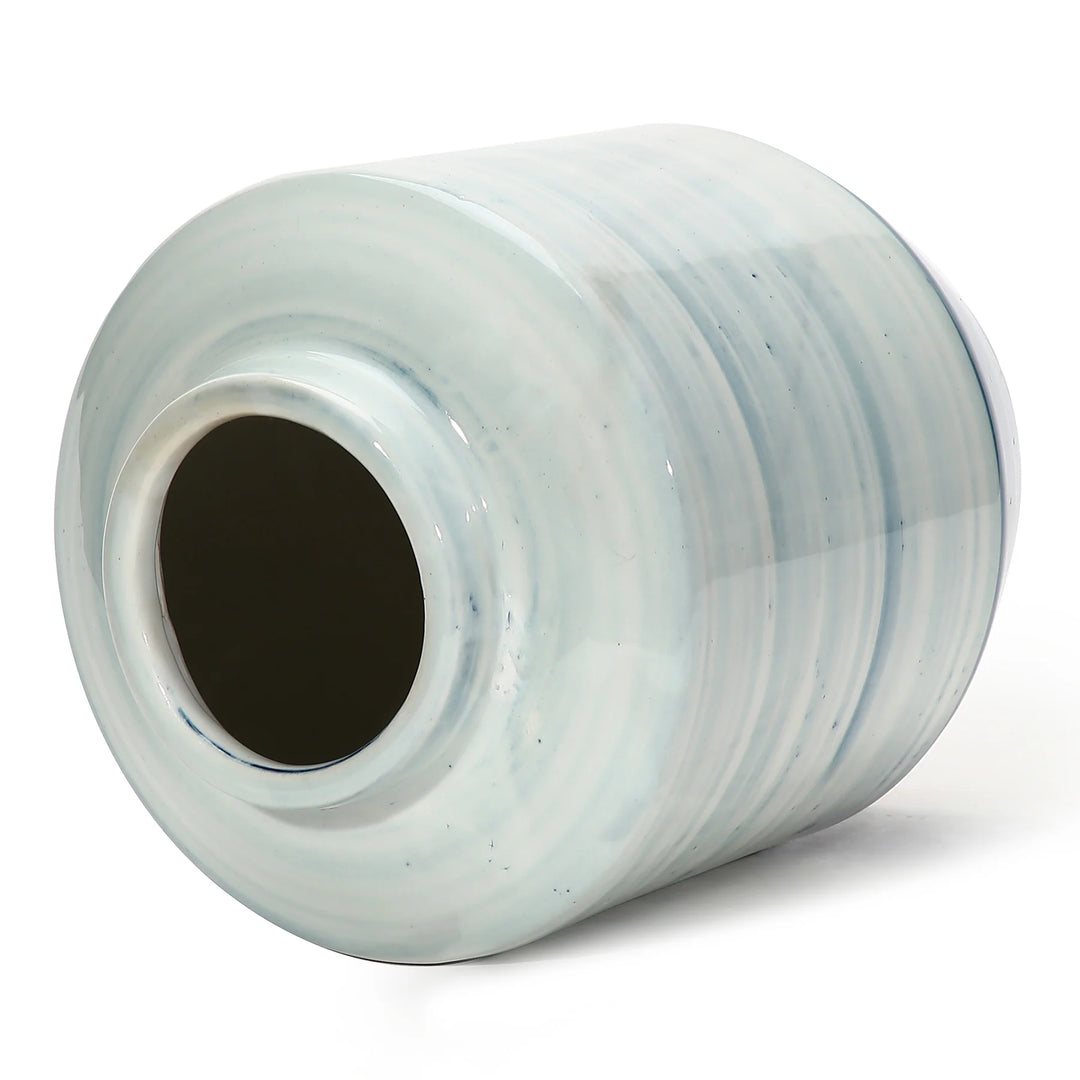 Blue Ceramic Vase: High-Quality Material, Easy Maintenance | Handmade Small Ceramic Spiral Print Vase - Blue