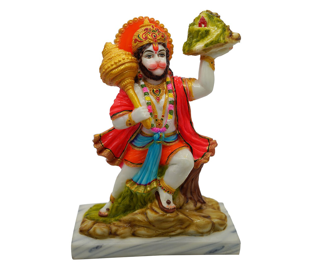 Decorative Hand-Painted Marble Figurine Depicting a Figure Carrying an Object