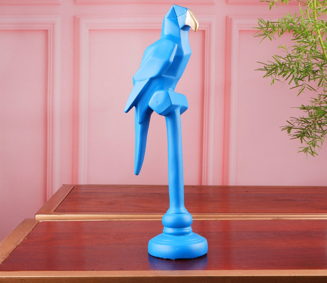 Blue Parrot Figurine - Premium Polyresin Art | Premium Polyresin Parrot Art Figurine (Blue)