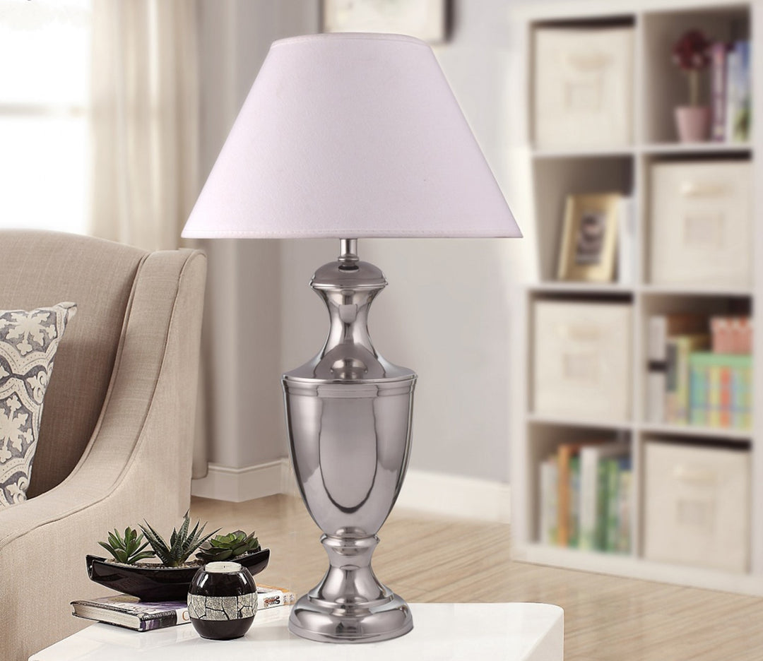 Table Lamp with White Fabric Shade